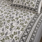 Grapevine Print Bedsheet Set, close-up of the print, border and pillow cover
