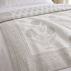 Grey Floral Buta Dohar, close-up of the print, border and reverse