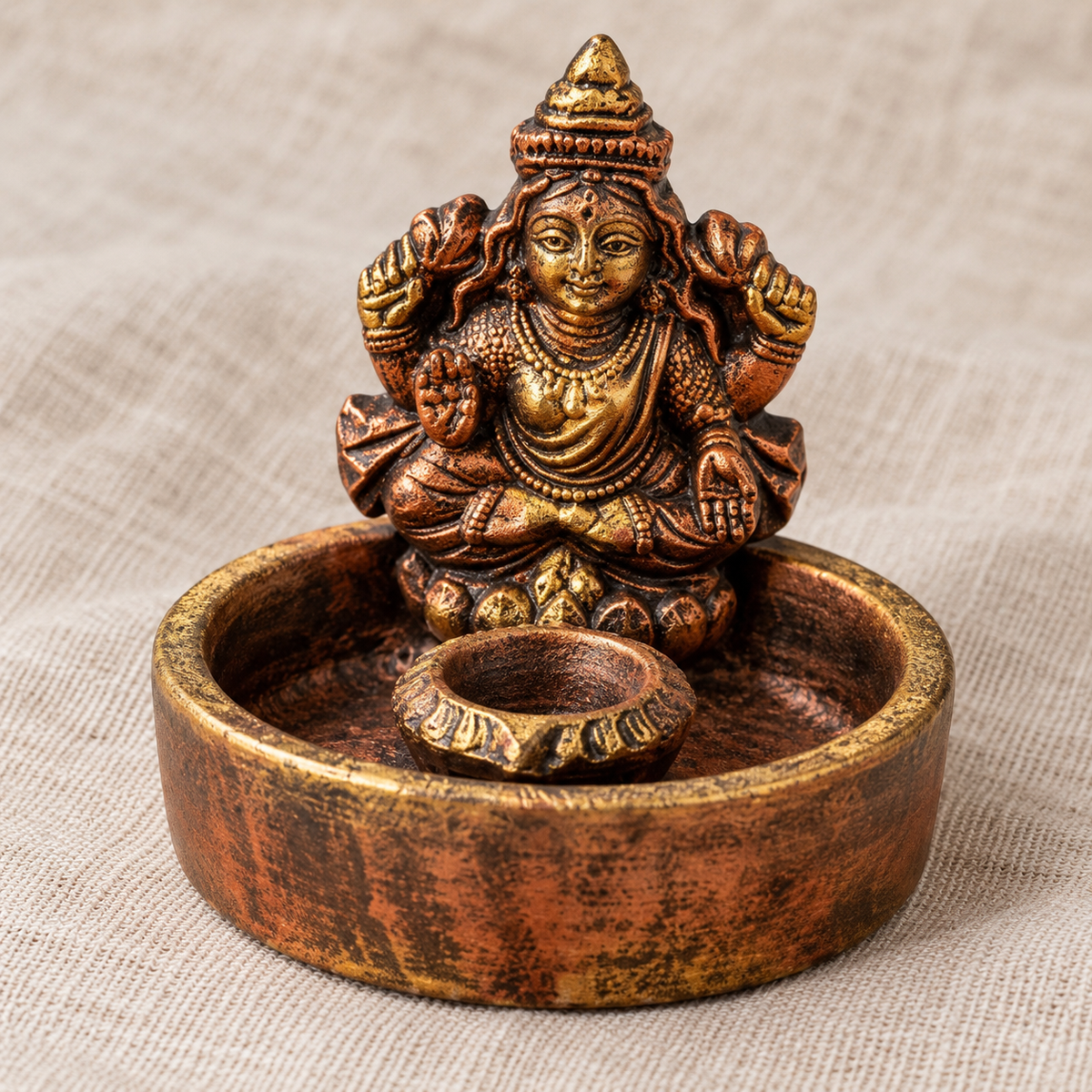 Shri: Lakshmi Terracotta Bowl Diya, 4 in