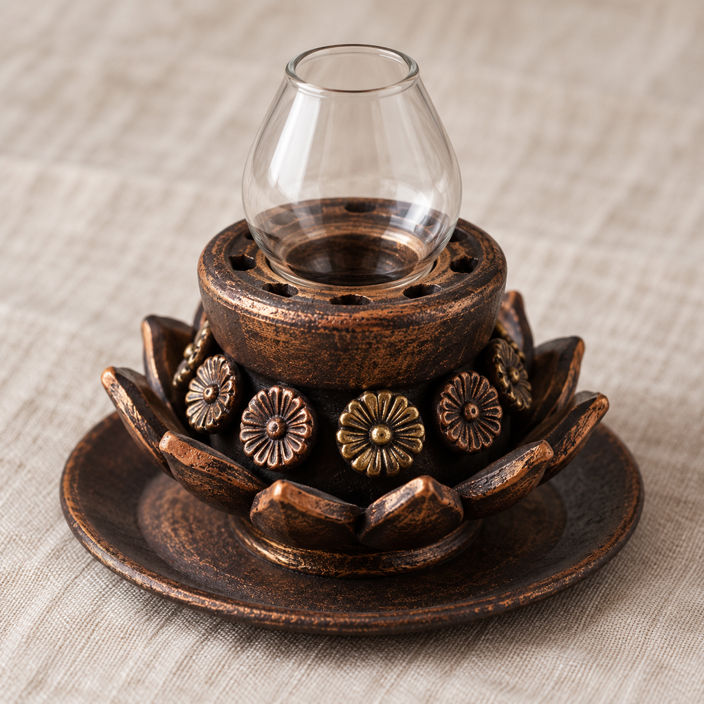 Gulab Jyot: Open Rose Terracotta Akhand Diya