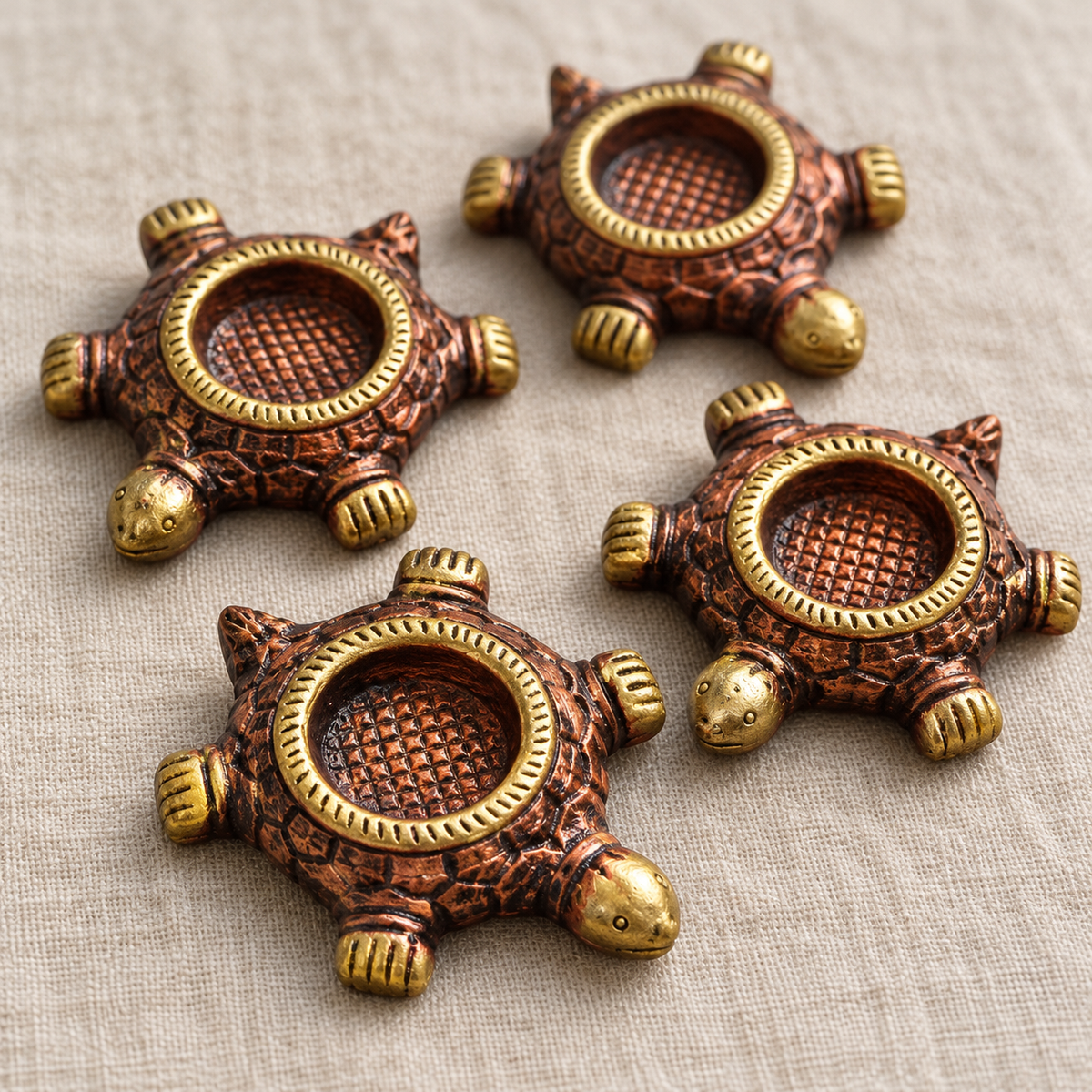 Kachhua: Tortoise Terracotta Tea Light Holders, Set of 4 or 2