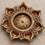 Saptadeep: 7-Diya Terracotta Plate, 9 in