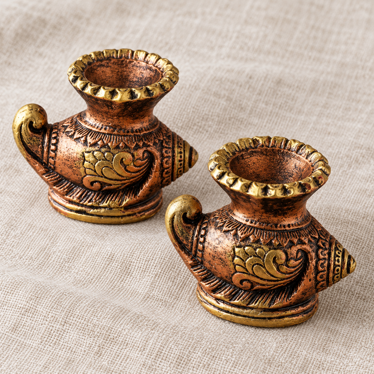 Shankhnaad: Conch Terracotta Diyas, Set of 2