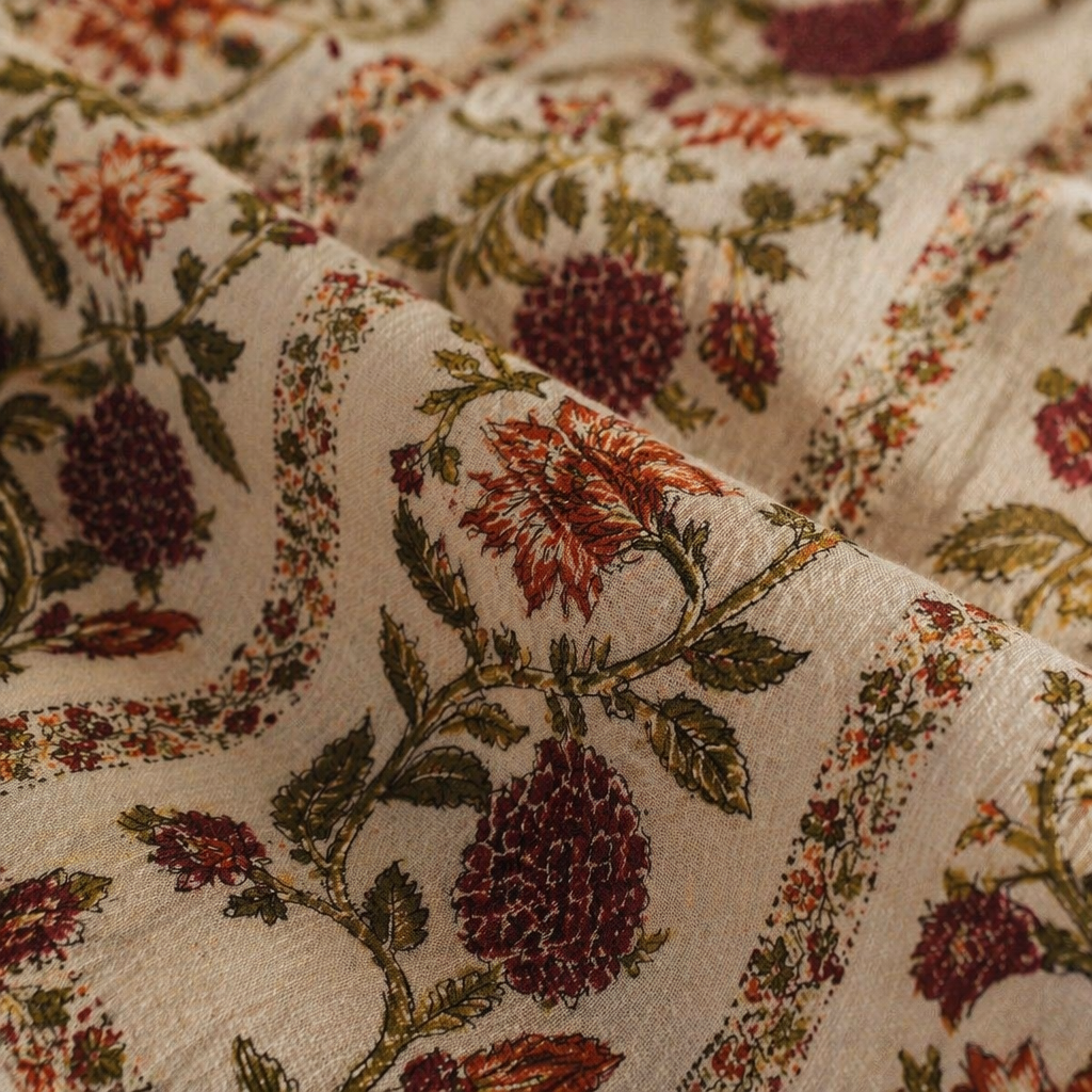 Bel Bagh: Hand Block-Printed Cotton Bedsheet, King Size with 2 Pillow Covers, The Linen Room. Handmade in India by House of Taraasha.
