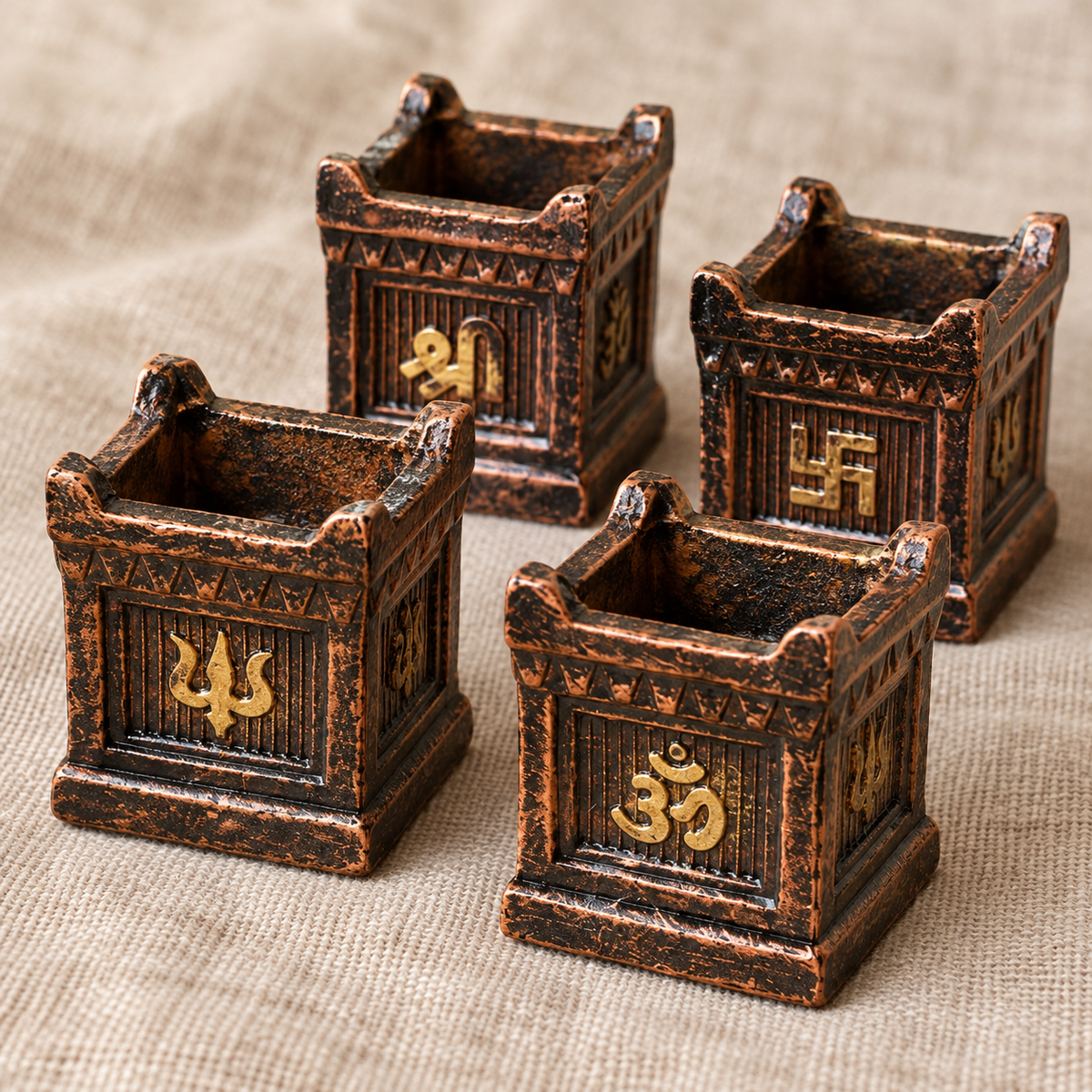 Tulsi: Tulsi Vrindavan Terracotta Diyas, Set of 4 or 2
