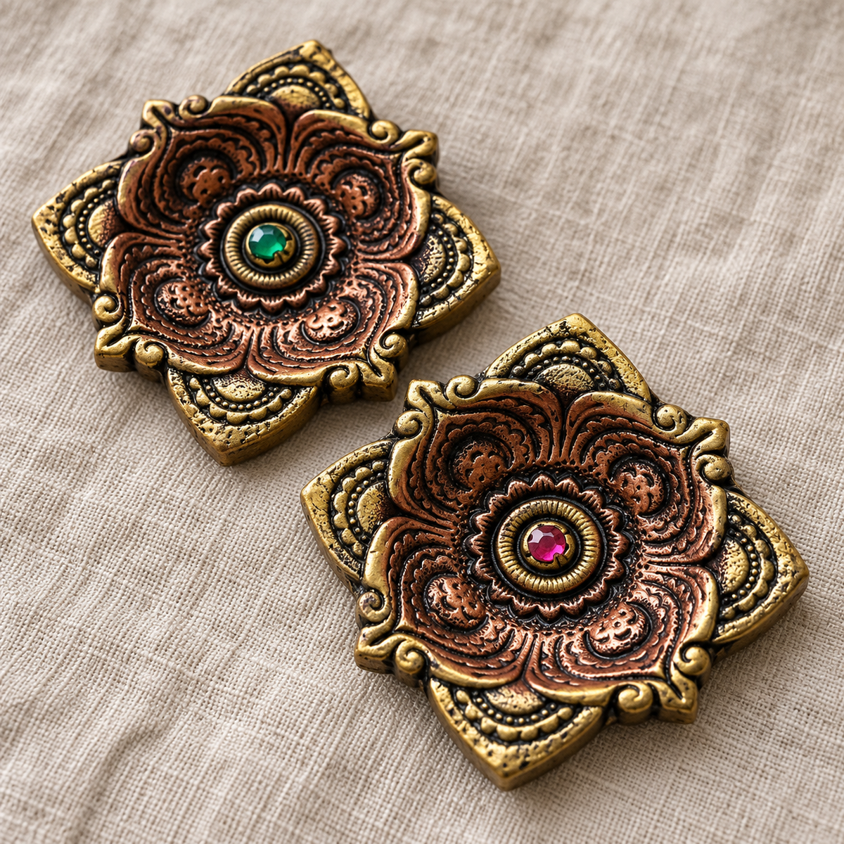 Chaukor: Large Square Terracotta Diyas, 5.5 in, Set of 2