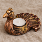 Mayuri: Peacock Terracotta Tea Light Holders, Set of 4 or 2