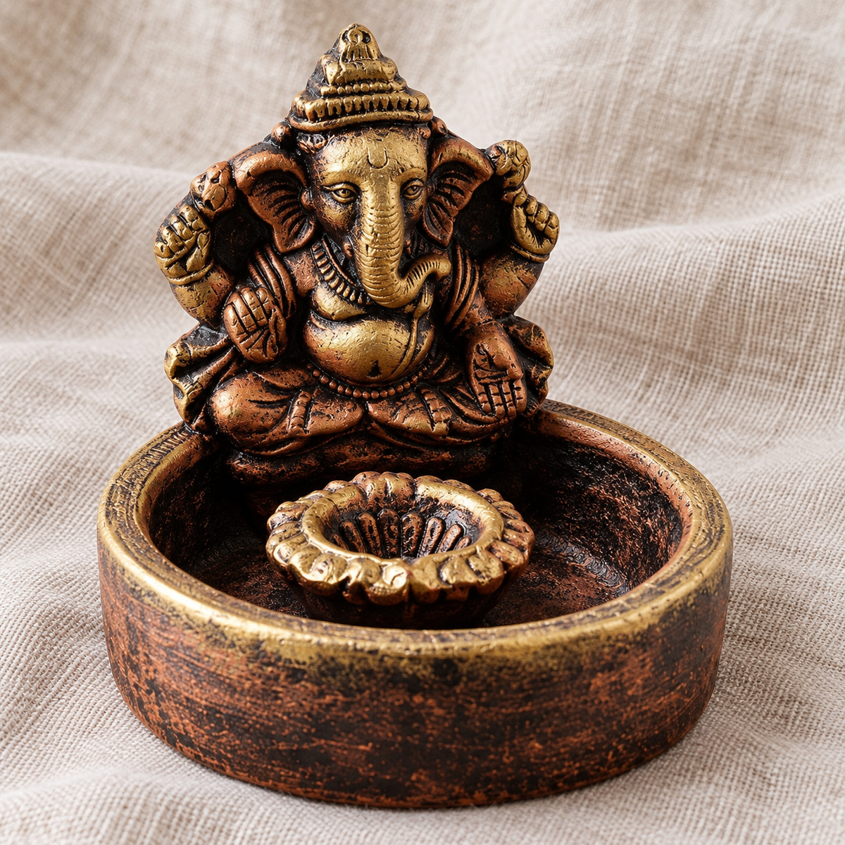 Siddhi: Ganesha Terracotta Bowl Diya, 5 in