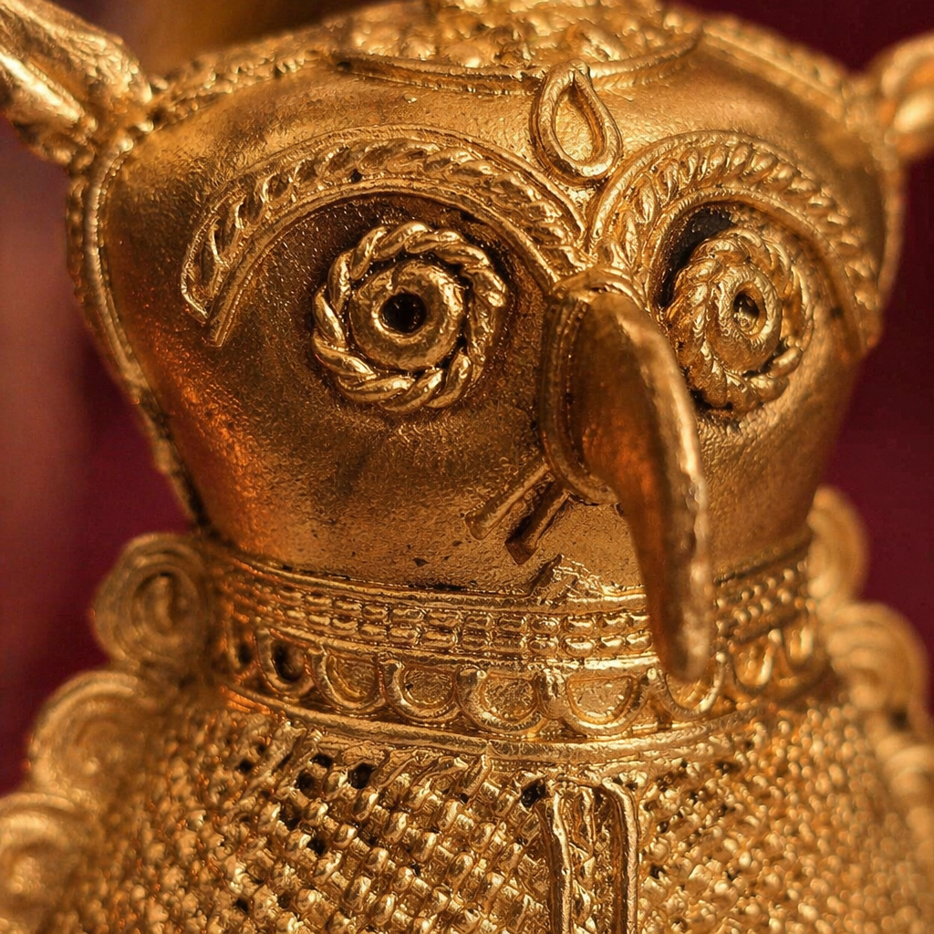 Uluka — Dhokra Brass Owl Figurine, Lost-Wax Cast, Tribal Stories. Handmade in India by House of Taraasha.