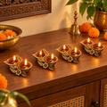 Patti: Twin Leaf Terracotta Diyas, Set of 12 or 8