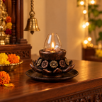Gulab Jyot: Open Rose Terracotta Akhand Diya