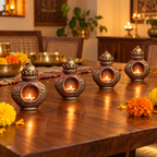 Kalash: Kalash Terracotta Tea Light Holders, Set of 4 or 2