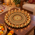 Prabha: 21-Diya Terracotta Thali, 14 in
