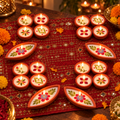 Soy Wax Dried-Flower Diyas, 4 Boat and 16 Round, lit for Diwali