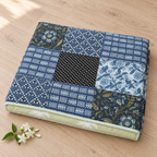 Blue Patchwork Dohar, folded, seen from above