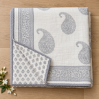Grey Paisley Dohar, folded, seen from above