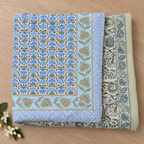 Blue Floral Dohar, folded, seen from above