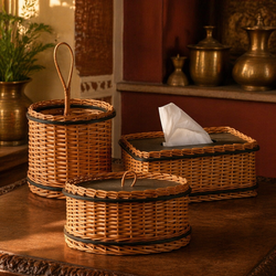 Kashmir Willow Storage Box, Tissue Box & Cutlery Caddy, The Wicker House. Handmade in India by House of Taraasha.