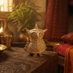 Uluka — Dhokra Brass Owl Figurine, Lost-Wax Cast, Tribal Stories. Handmade in India by House of Taraasha.