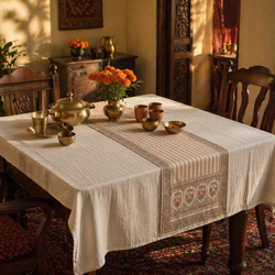 Royal Pink Pure Cotton Floral Table Runner, The Gathered Table. Handmade in India by House of Taraasha.