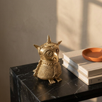 Uluka — Dhokra Brass Owl Figurine, Lost-Wax Cast in a modern home