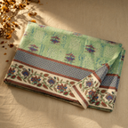 Firozi Bagh: Hand Block-Printed Cotton Bed Cover, 90 x 108 in, The Linen Room. Handmade in India by House of Taraasha.