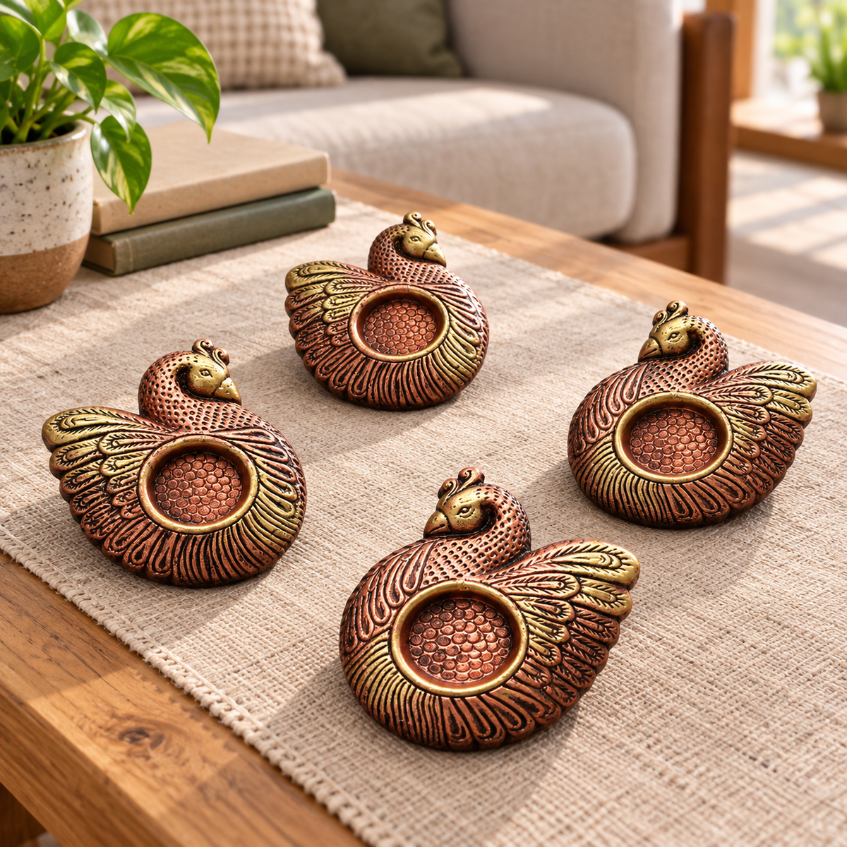 Batakh: Duck Terracotta Tea Light Holders, Set of 4 or 2