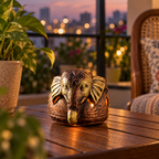 Gajanan: Elephant Terracotta Tea Light Lamp
