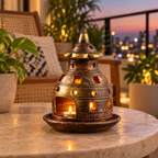 Gumbad: Terracotta Dome Tea Light Lamp, 7 in
