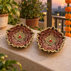 Panchdeep: Large Five-Point Terracotta Diya, Set of 2 or Single