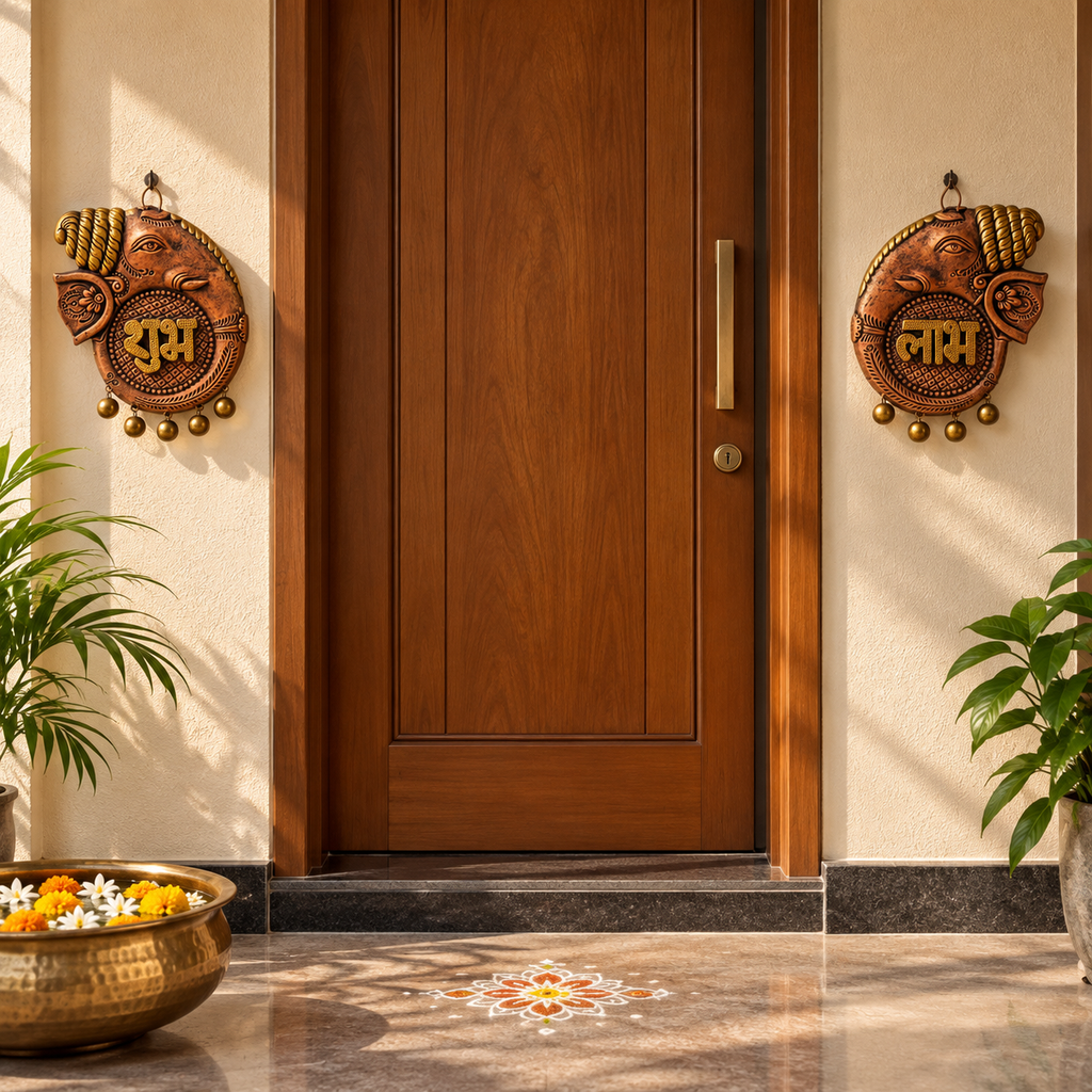 Gajmukh: Elephant Shubh Labh Terracotta Hangings