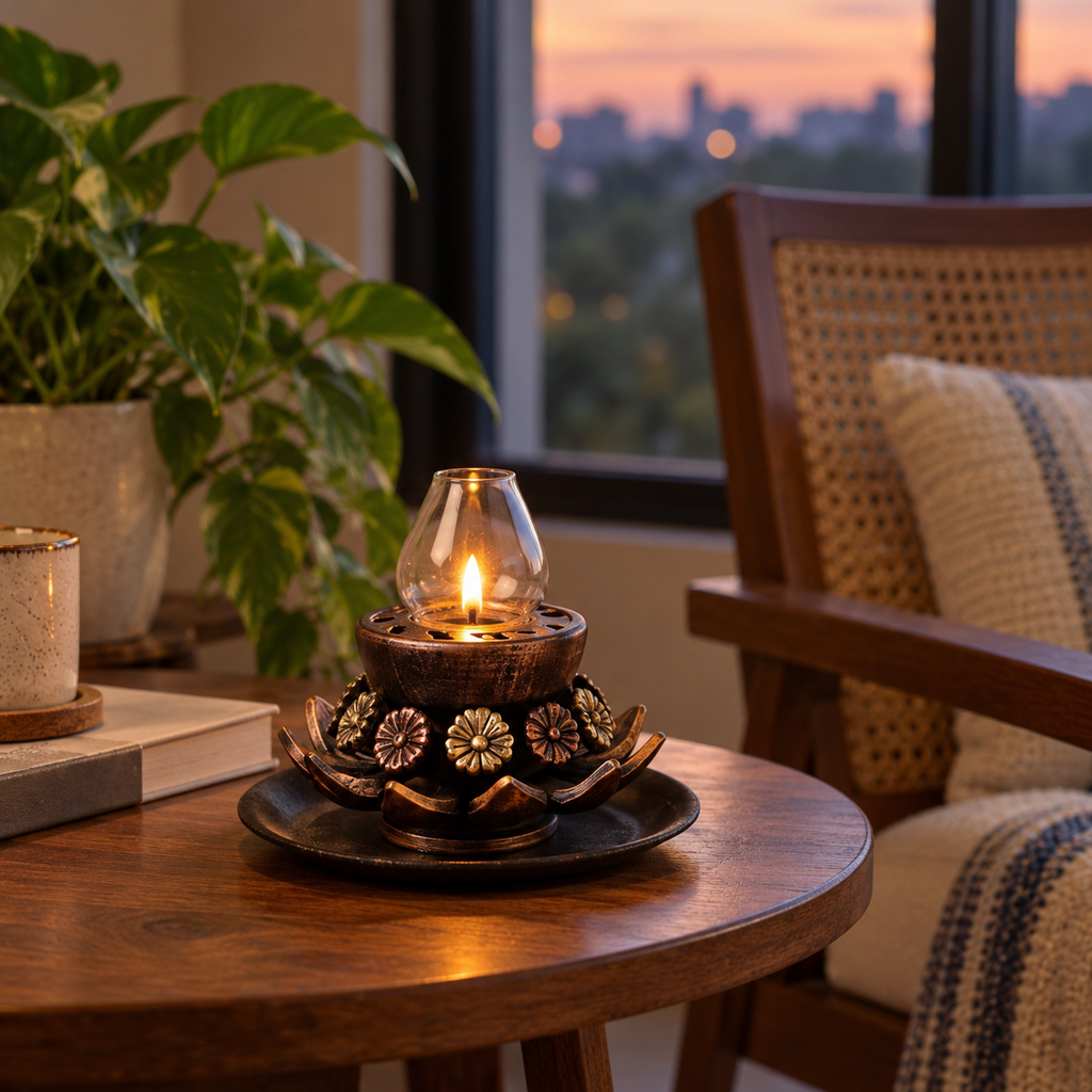 Gulab Jyot: Open Rose Terracotta Akhand Diya