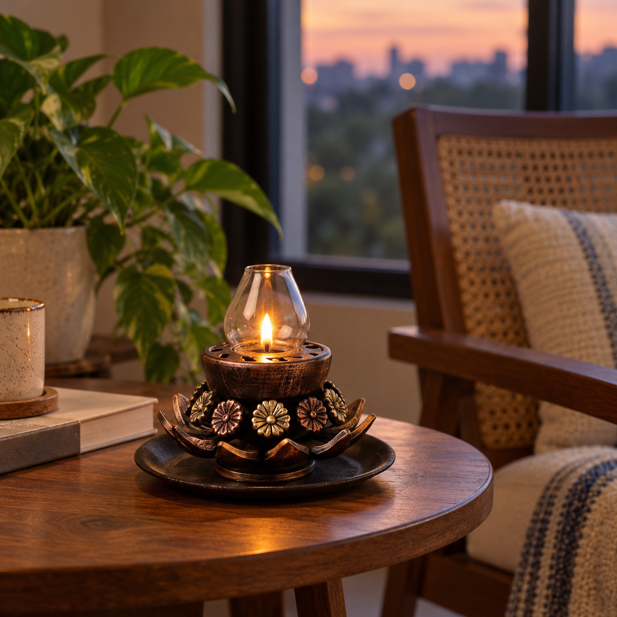 Gulab Jyot: Open Rose Terracotta Akhand Diya