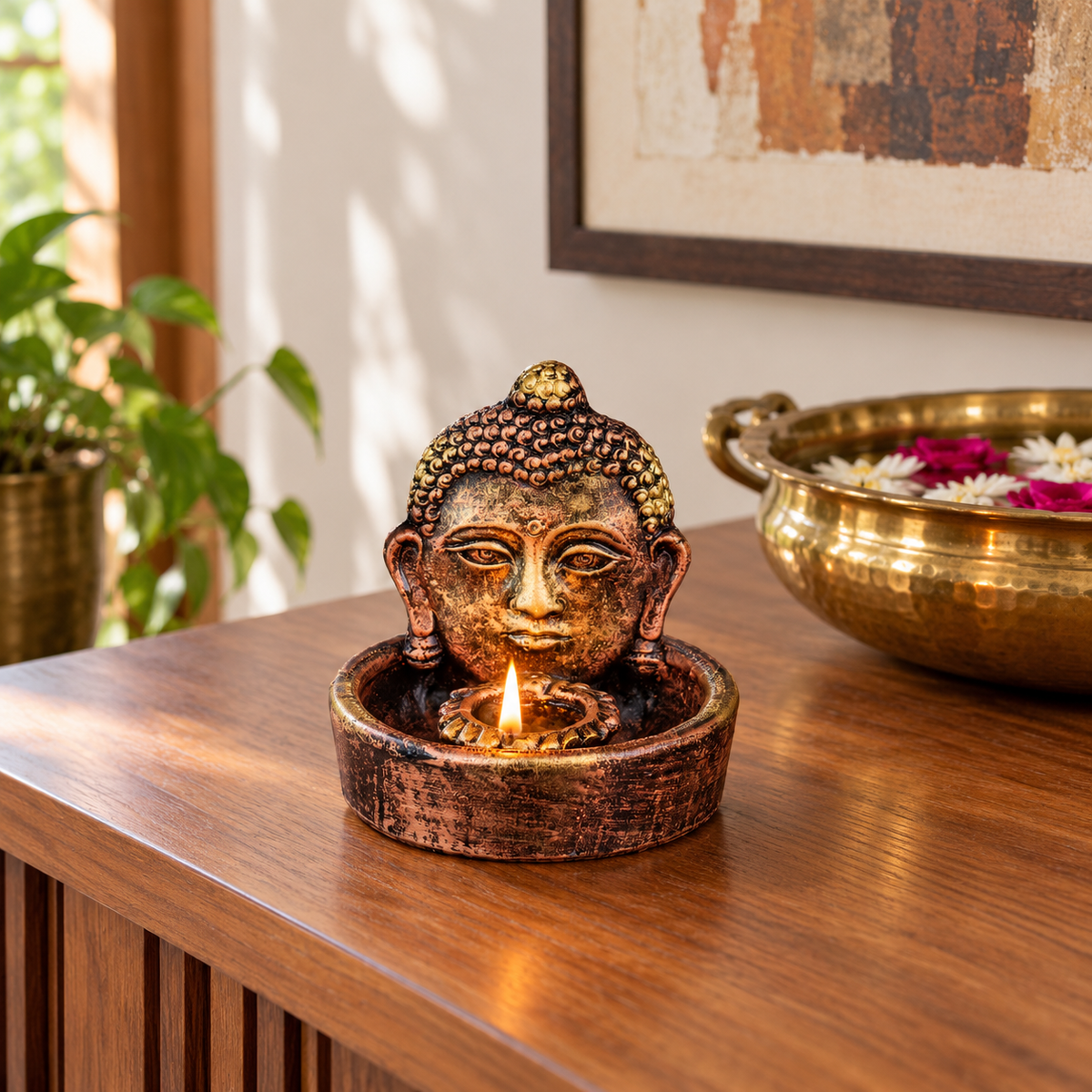Bodhi: Buddha Terracotta Bowl Diya, 4 in