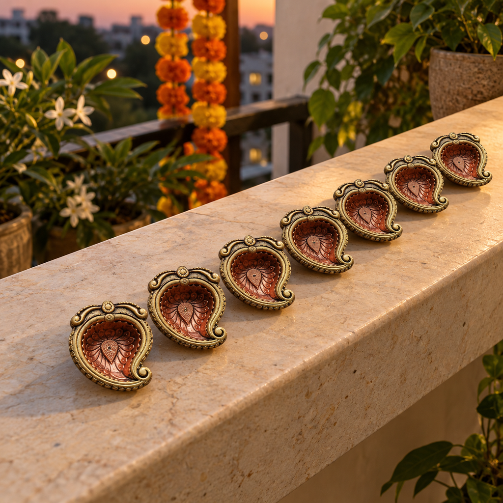 Aam: Mango Terracotta Diyas, Set of 12 or 8